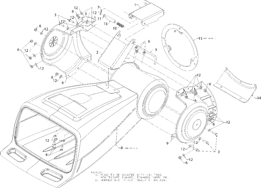 Shredder Hopper Diagram and Parts List for CS45M4 (24A-45M4700)(2017) Yard Machines Chipper Shredder
